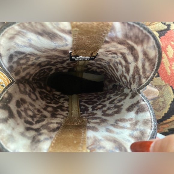 Laredo Women's Western Cowboy Boots Cullison Bucklace Black/tan crackle-leopard - Picture 6 of 16